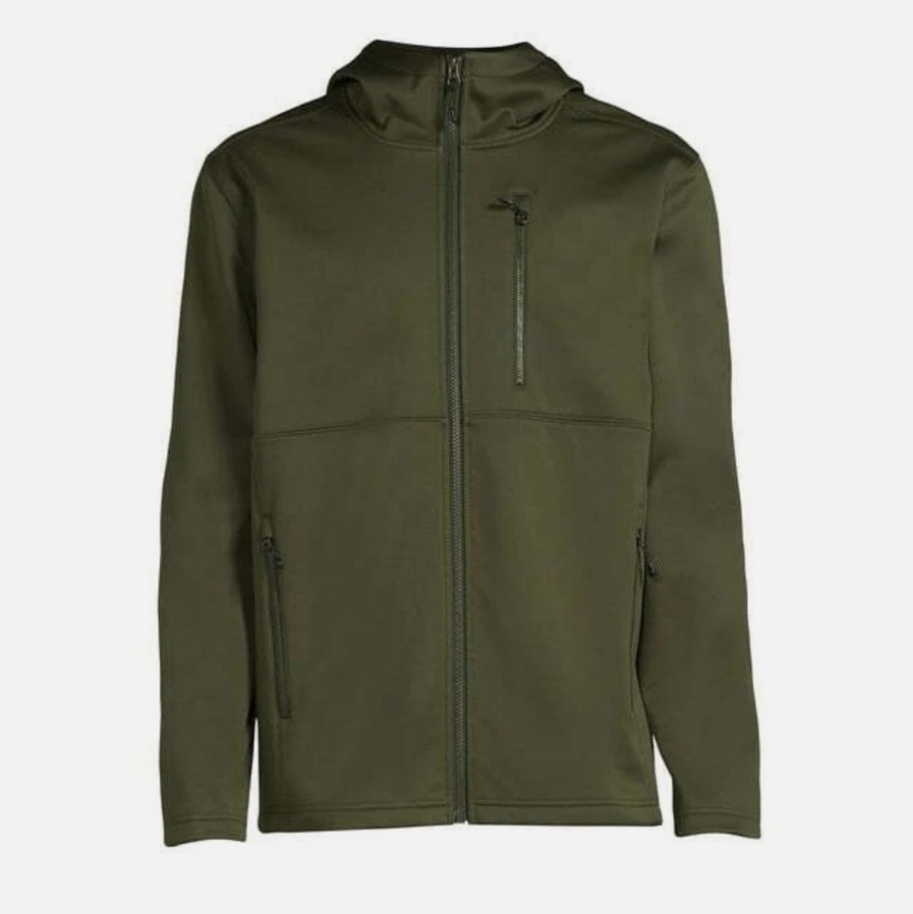 Swiss Tech Men's Full-Zip Water Resistant Hooded Olive Green Rain Jacket